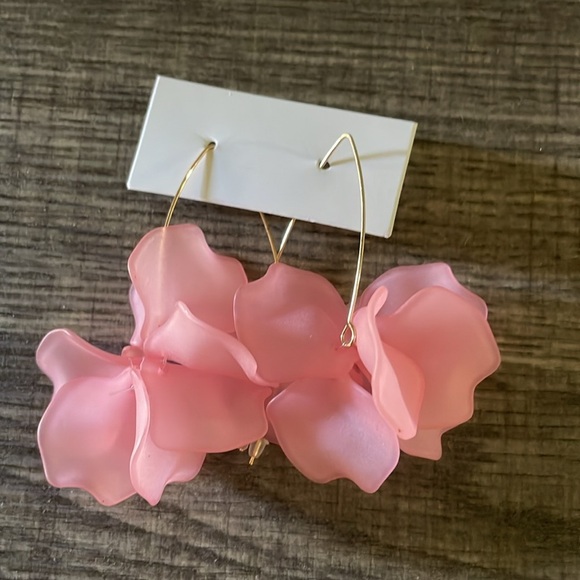Pink Flower Drop Earrings - Picture 7 of 11